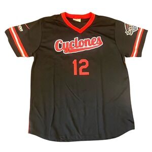 Brooklyn Cyclones Jersey Mens XL Black Red Baseball MiLB Number 12 Fan Gear